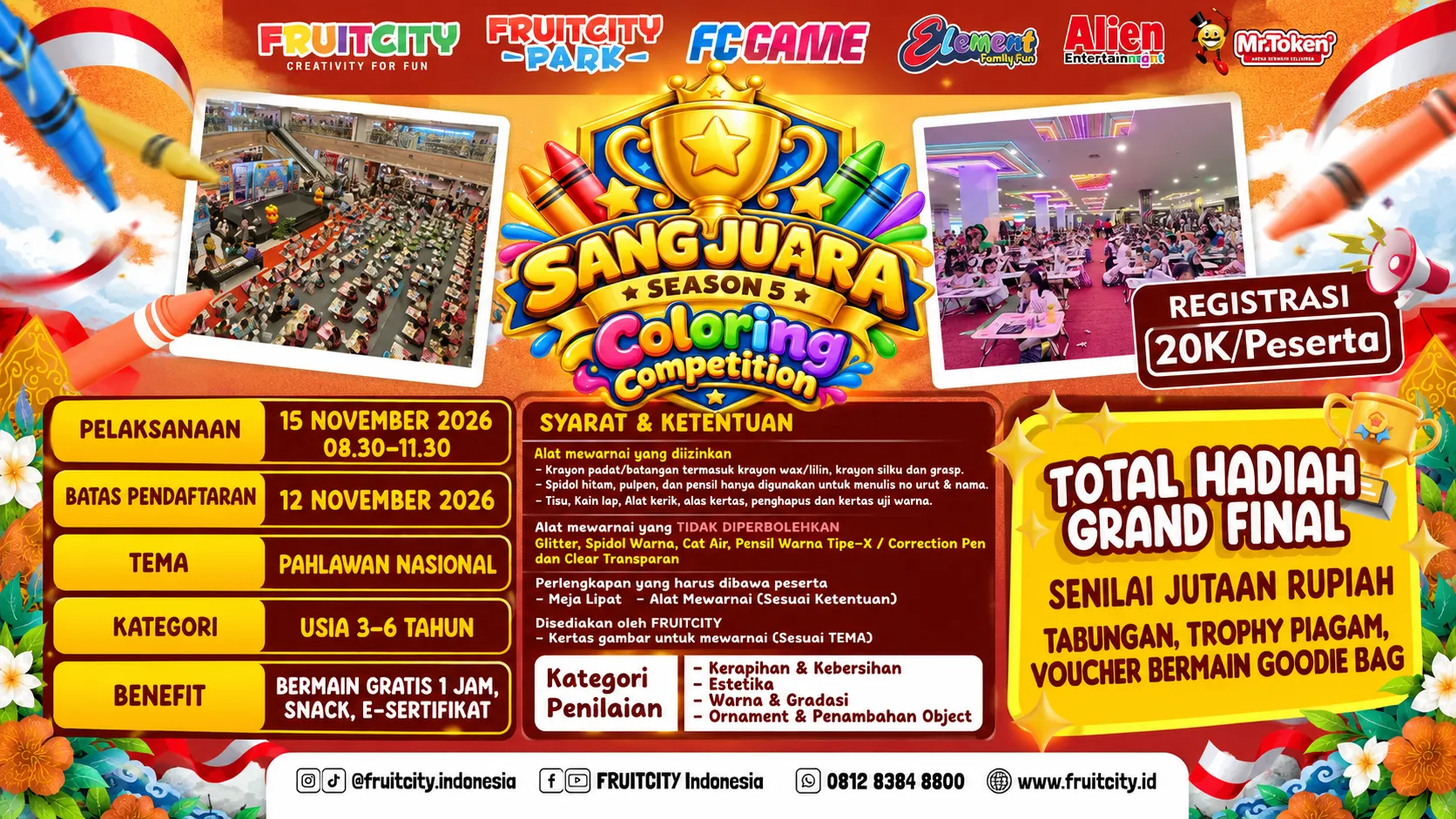 Sang Juara Season 5 Coloring Competition, lomba mewarnai FRUITCITY 15 November 2026